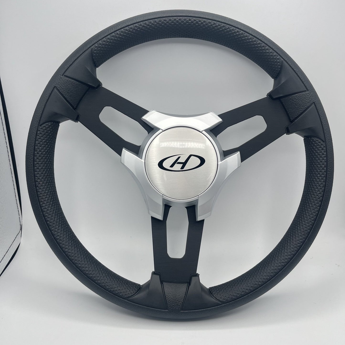 Gussi Italia Boat Model 15 Steering Wheel Black Brushed Alum Spokes | Harris