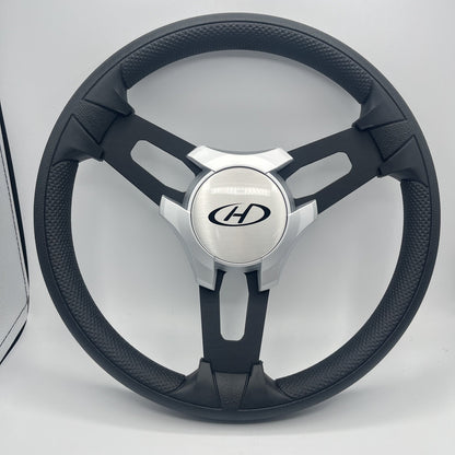 Gussi Italia Boat Model 15 Steering Wheel Black Brushed Alum Spokes | Harris