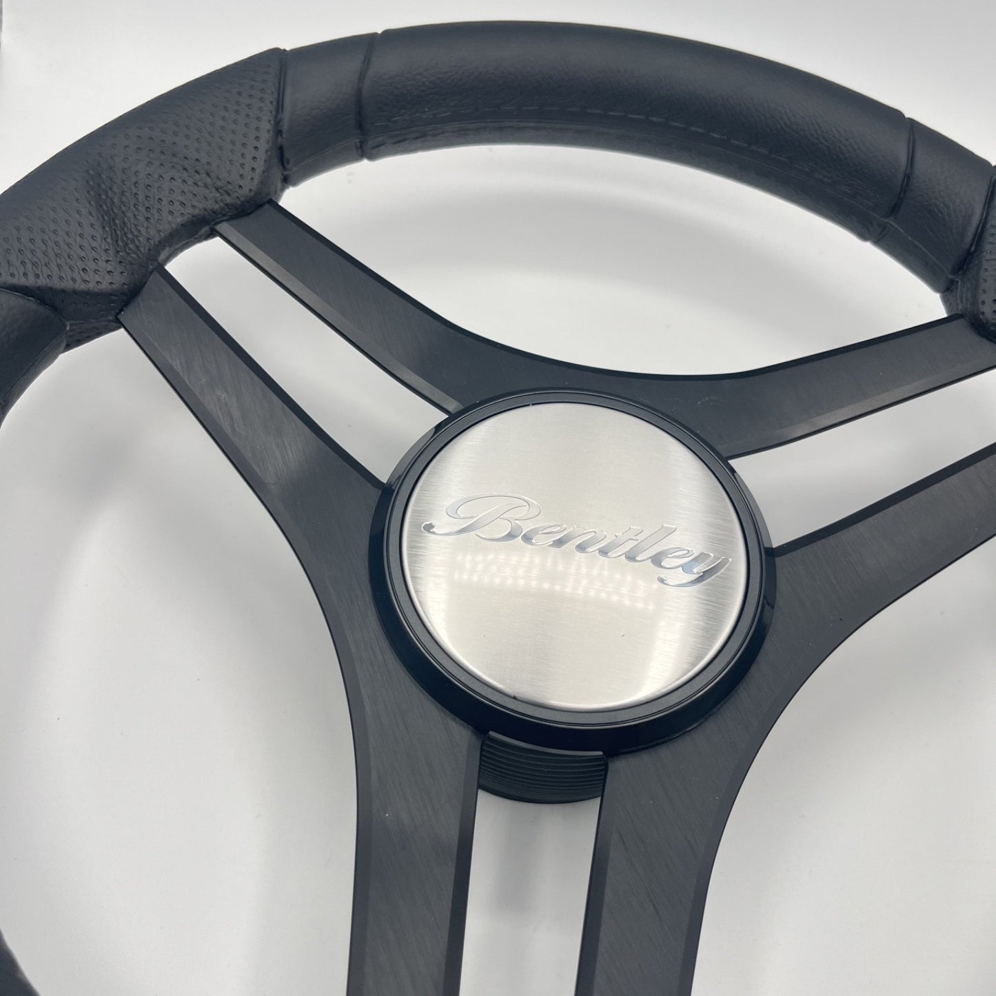 Molinara Marine Steering Wheel Black Brushed Alum Spokes | Lowe Boats