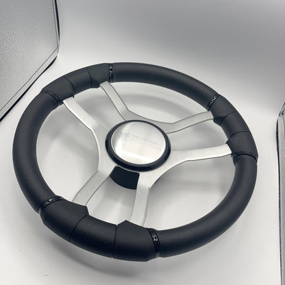 Malera Boat Steering Wheel Brushed Aluminum Spokes | Seastar Solutions