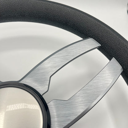 Cabrio Boat Steering Wheel Gray Brushed Alum Spoke | Plain