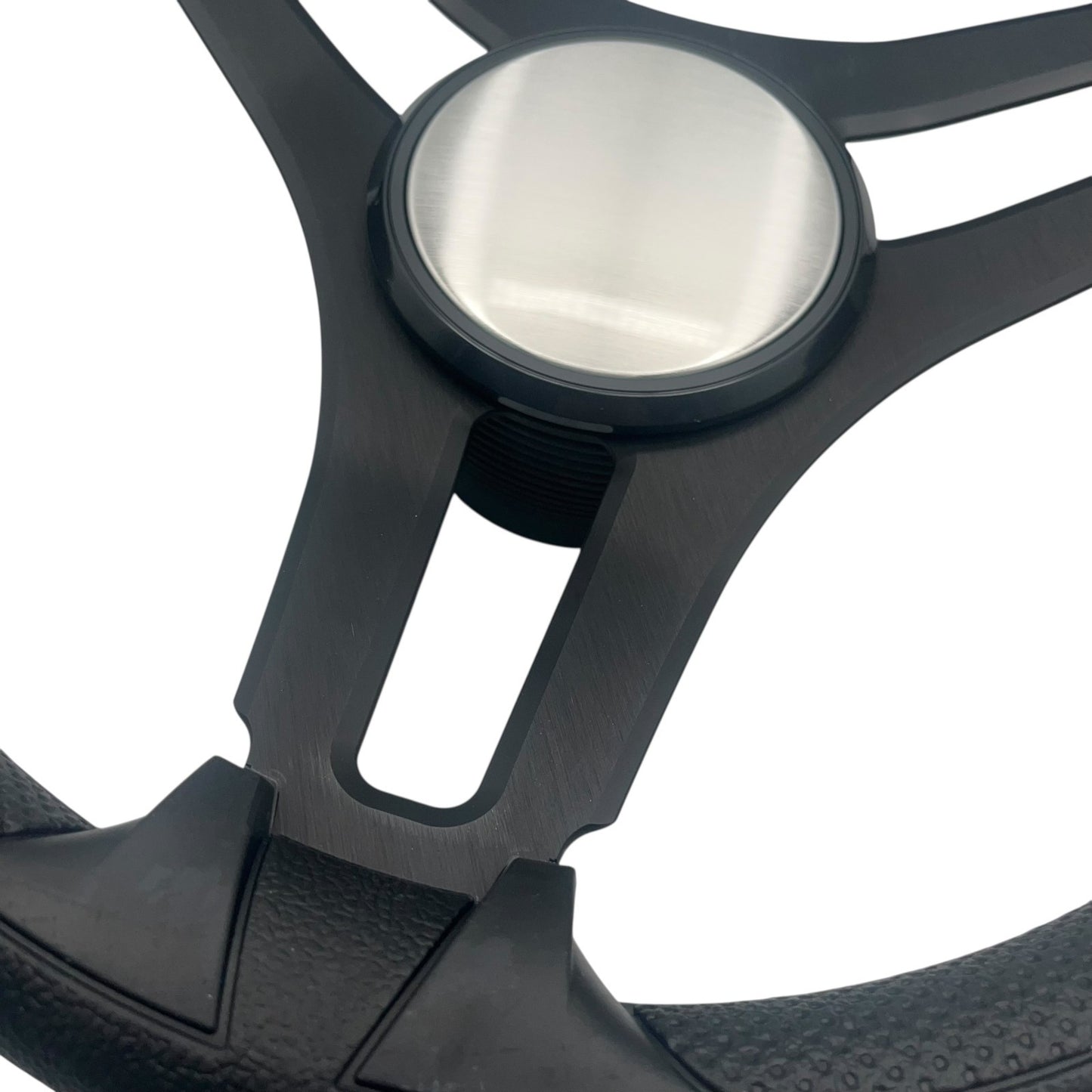 Gussi Italia Marine Steering Wheel Black Brushed Metal Spokes | Plain Dome
