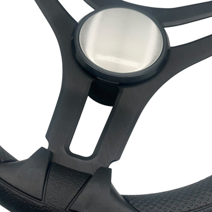 Gussi Italia Marine Steering Wheel Black Brushed Metal Spokes | Plain Dome