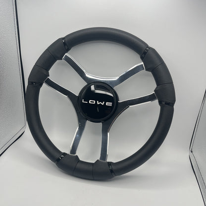 Malera Boat Steering Wheel Chrome Spokes | Lowe Black Dome