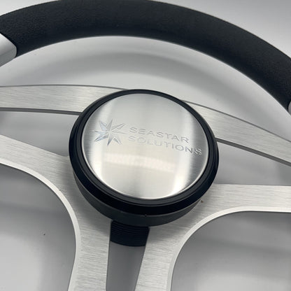 Badia Boat Steering Wheel Brushed Aluminum Spokes | Seastar Solutions
