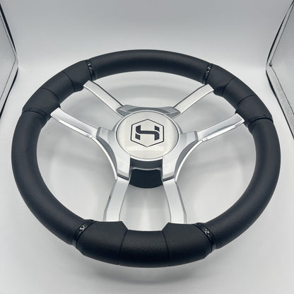 Malera Boat Steering Wheel Chrome Spokes | Harris Kayot Gray Star