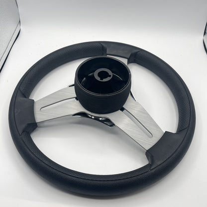 Model 15 Marine Steering Wheel Brush Alum Spokes | Black Blank