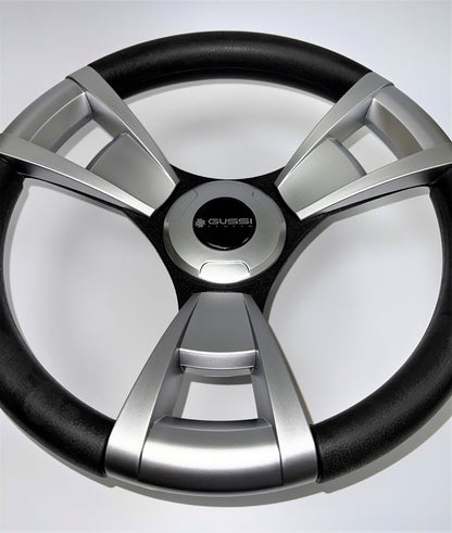 Model M13B Black & Silver Steering Wheel fits all CLUB CAR DS Golf Carts