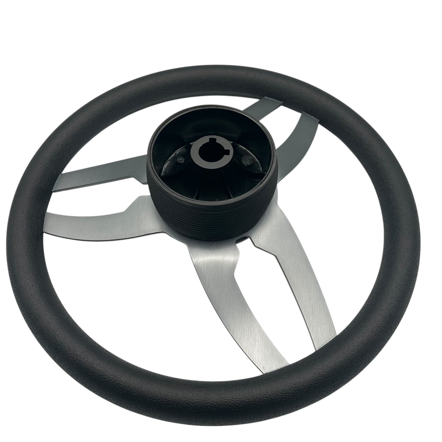 Cabrio Boat Steering Wheel Gray Brushed Alum Spoke | Starburst Center Cap