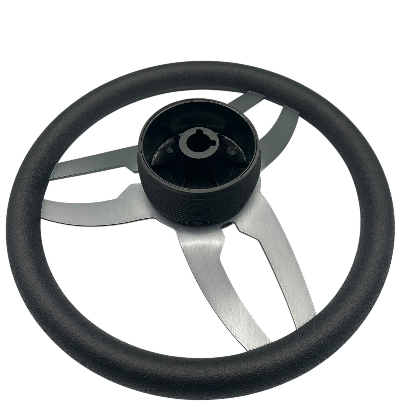 Cabrio Boat Steering Wheel Gray Brushed Alum Spoke | Starburst Center Cap