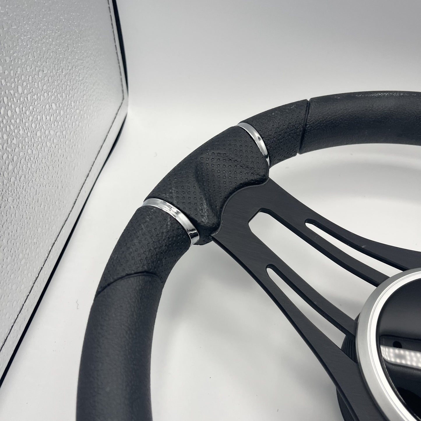 Gussi Italia Boat Steering Wheel Black Brushed Alum Spokes | Black Dome