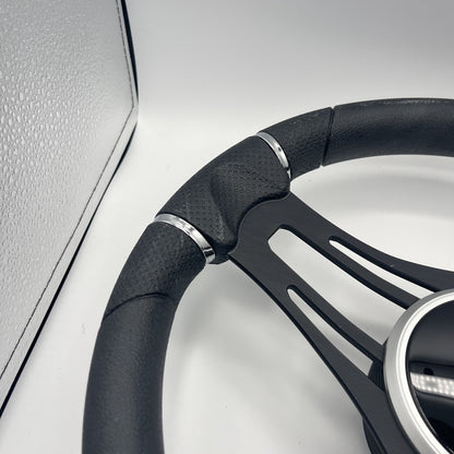 Gussi Italia Boat Steering Wheel Black Brushed Alum Spokes | Black Dome
