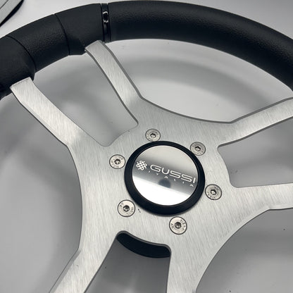 Malera Boat Steering Wheel Brushed Aluminum Spokes | Gussi Snap-in
