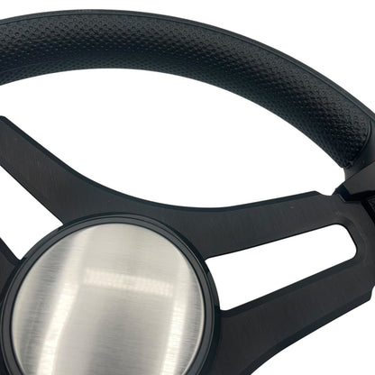 Gussi Italia Marine Steering Wheel Black Brushed Metal Spokes | Plain Dome