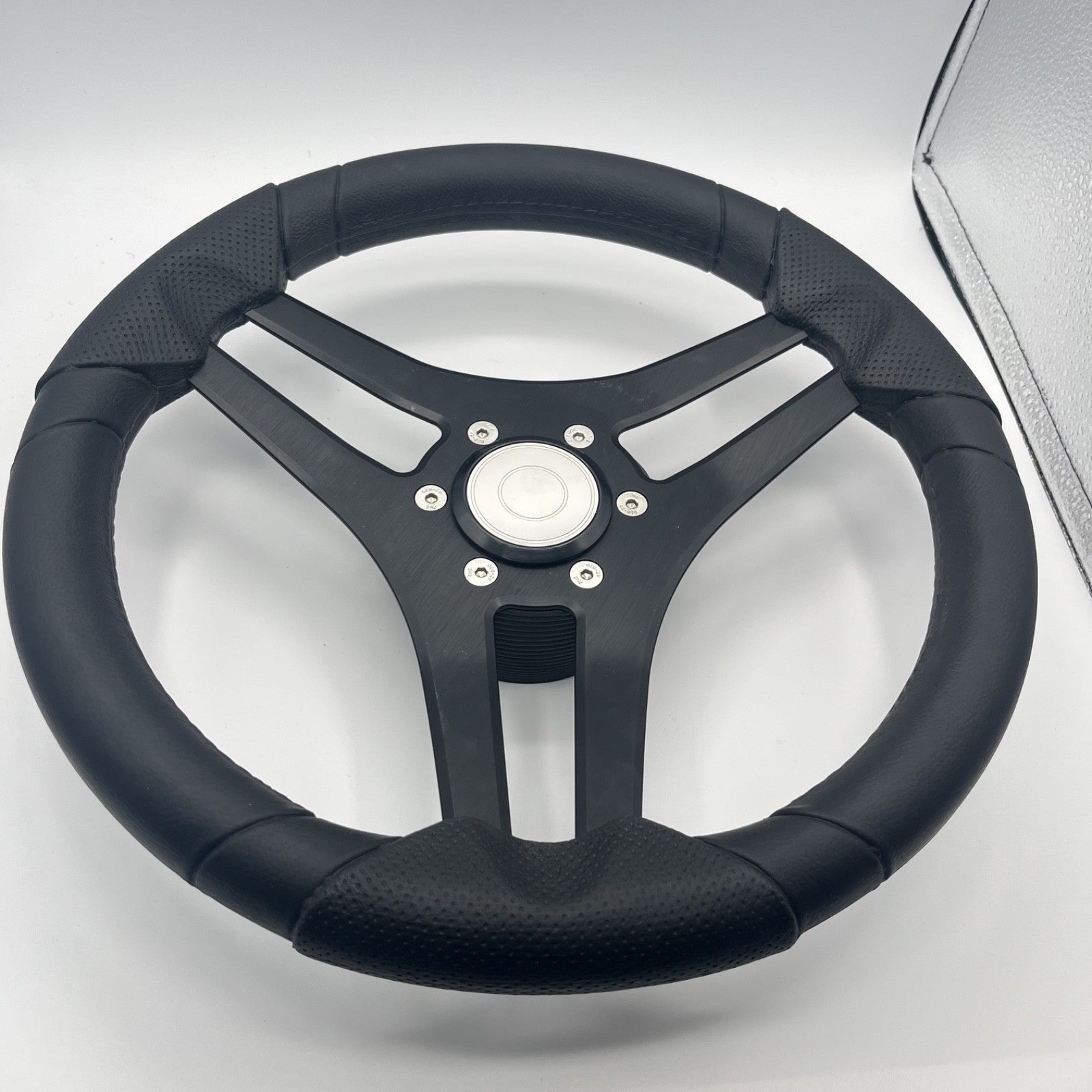 Molinara Marine Steering Wheel Black Brushed Alum Spokes | Target Style