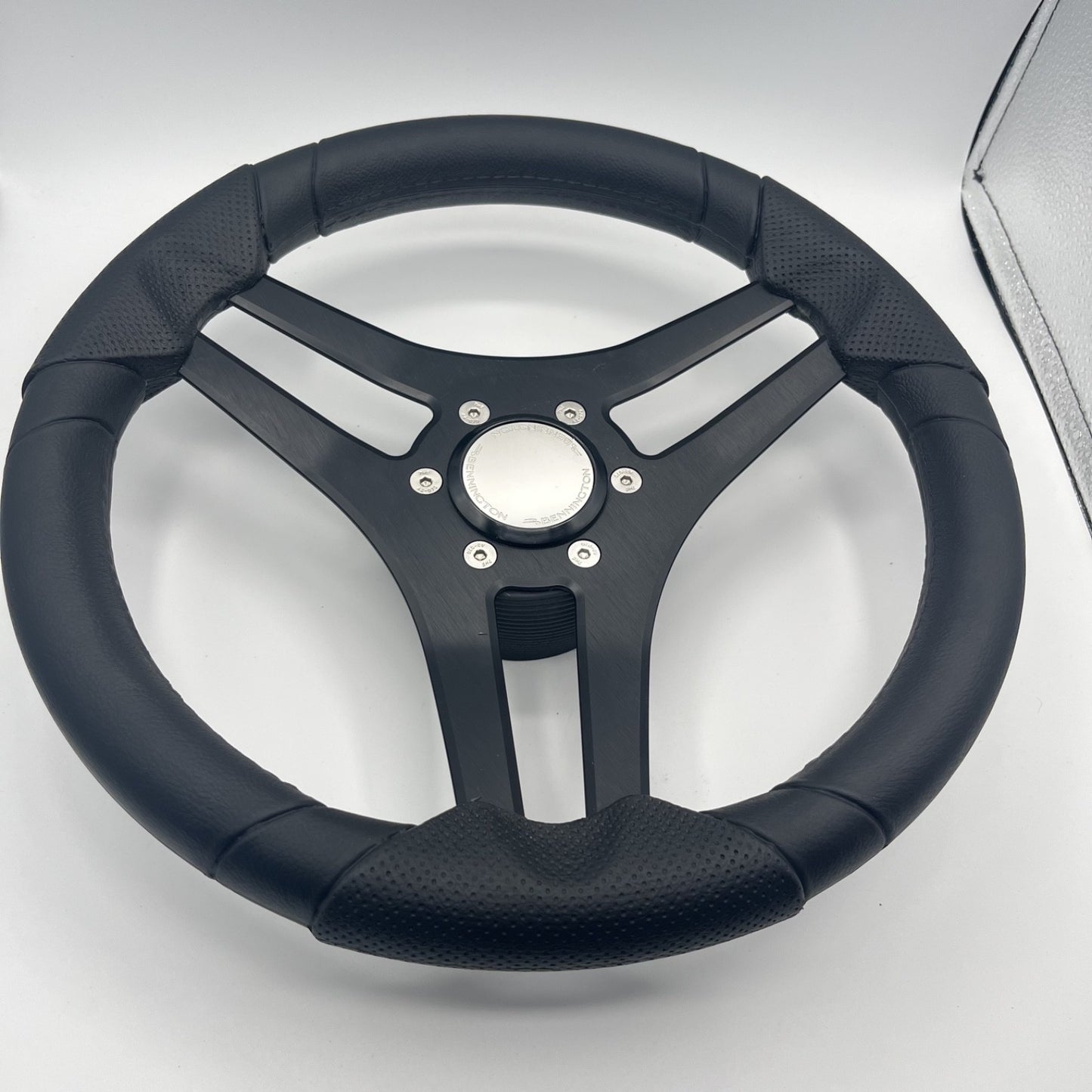 Molinara Marine Steering Wheel Black Brushed Alum Spokes | Bennington