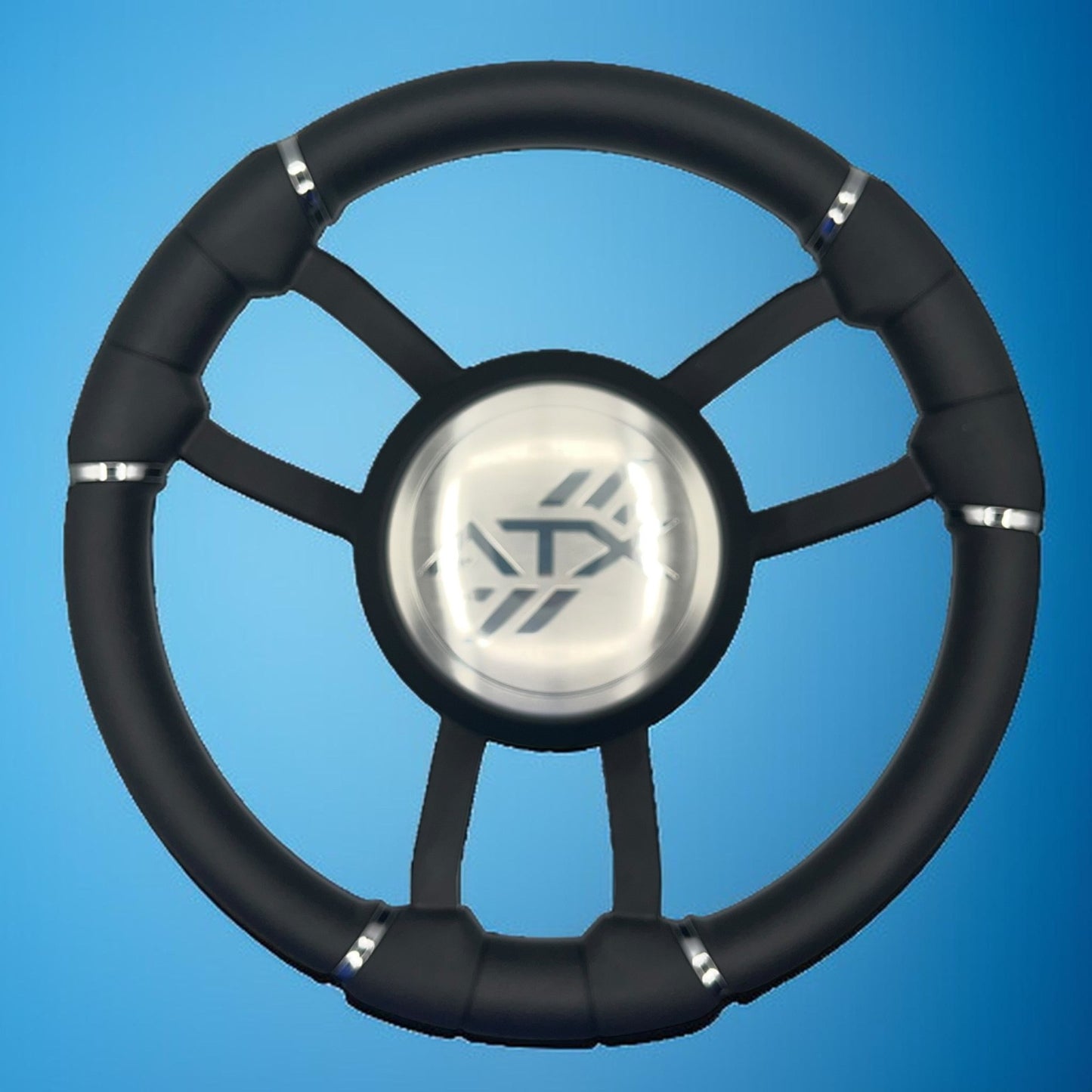 Malera Boat Steering Wheel Black Aluminum Spokes - ATX Boats