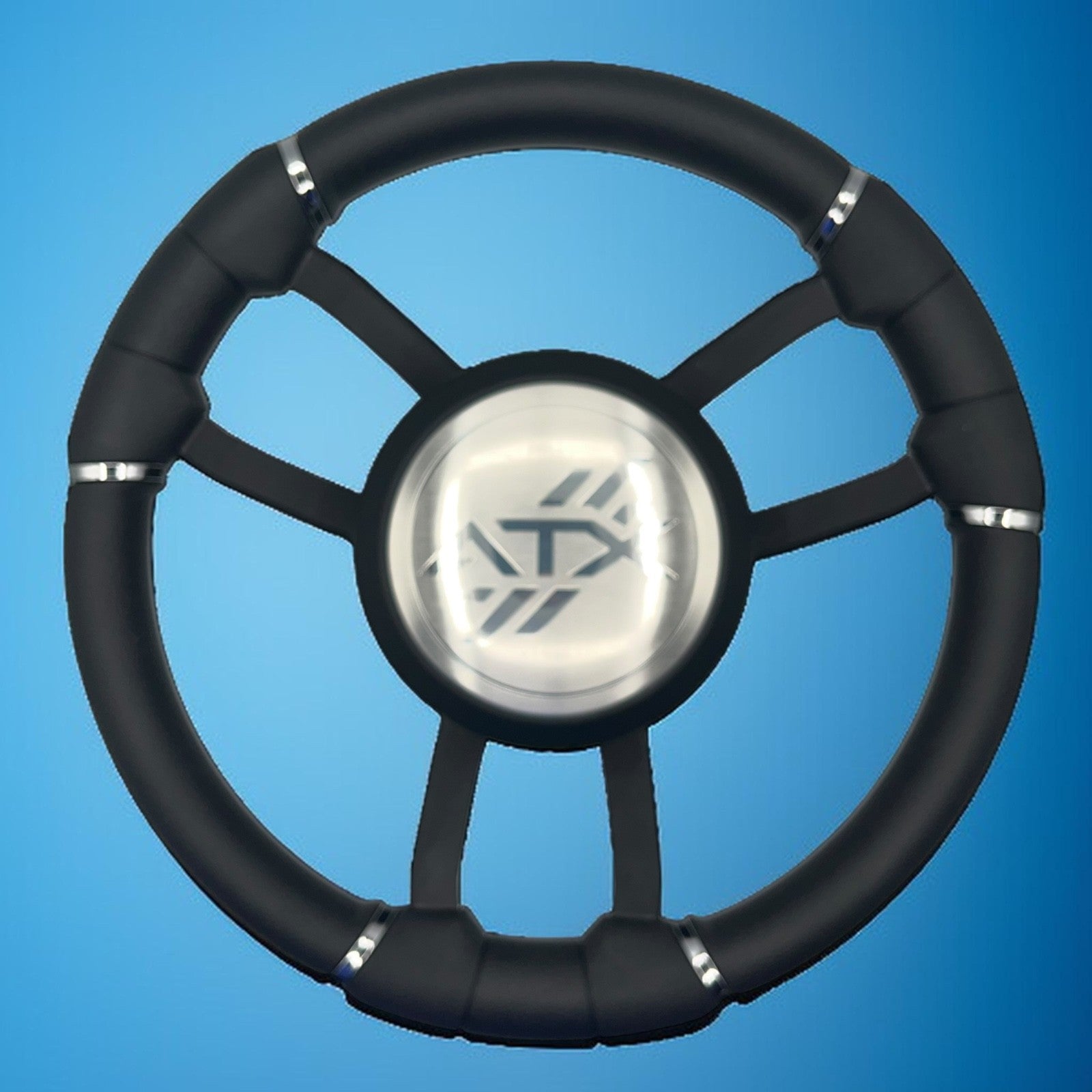 Malera Boat Steering Wheel Black Aluminum Spokes - ATX Boats