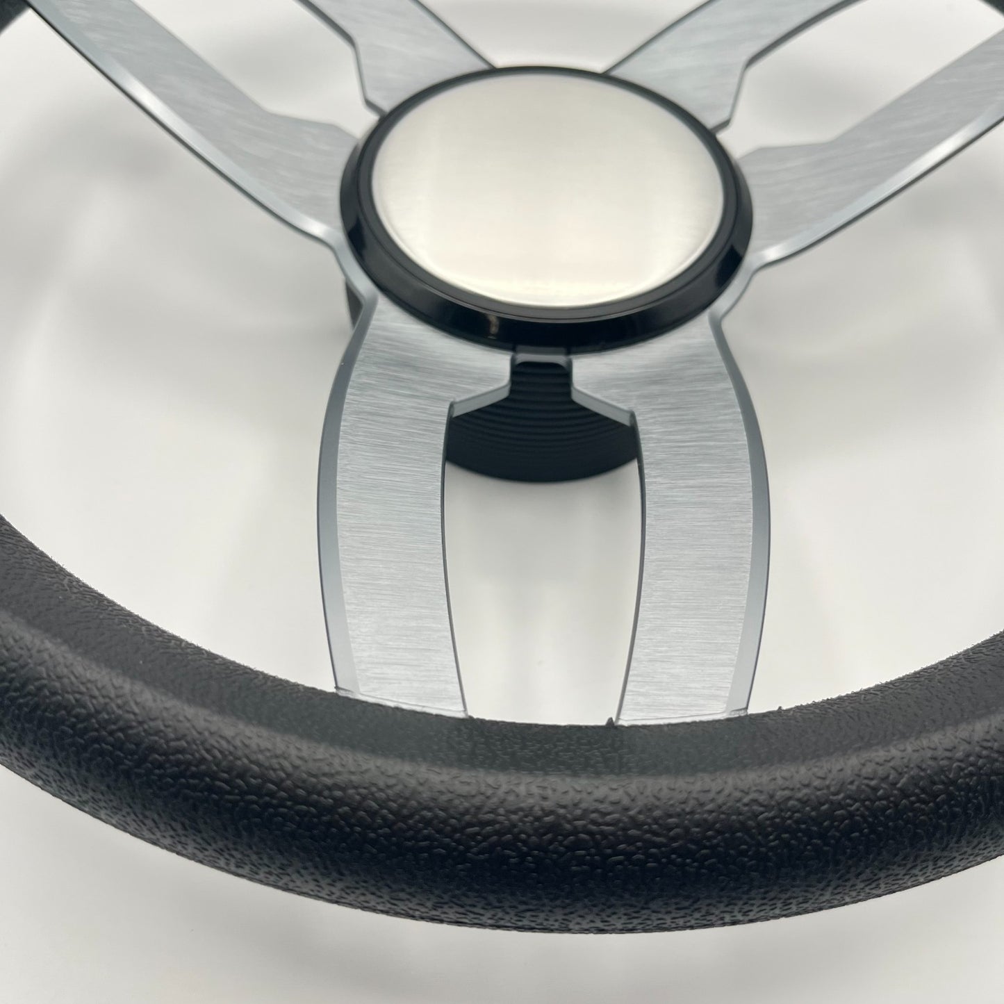 Cabrio Boat Steering Wheel Gray Brushed Alum Spoke | Plain