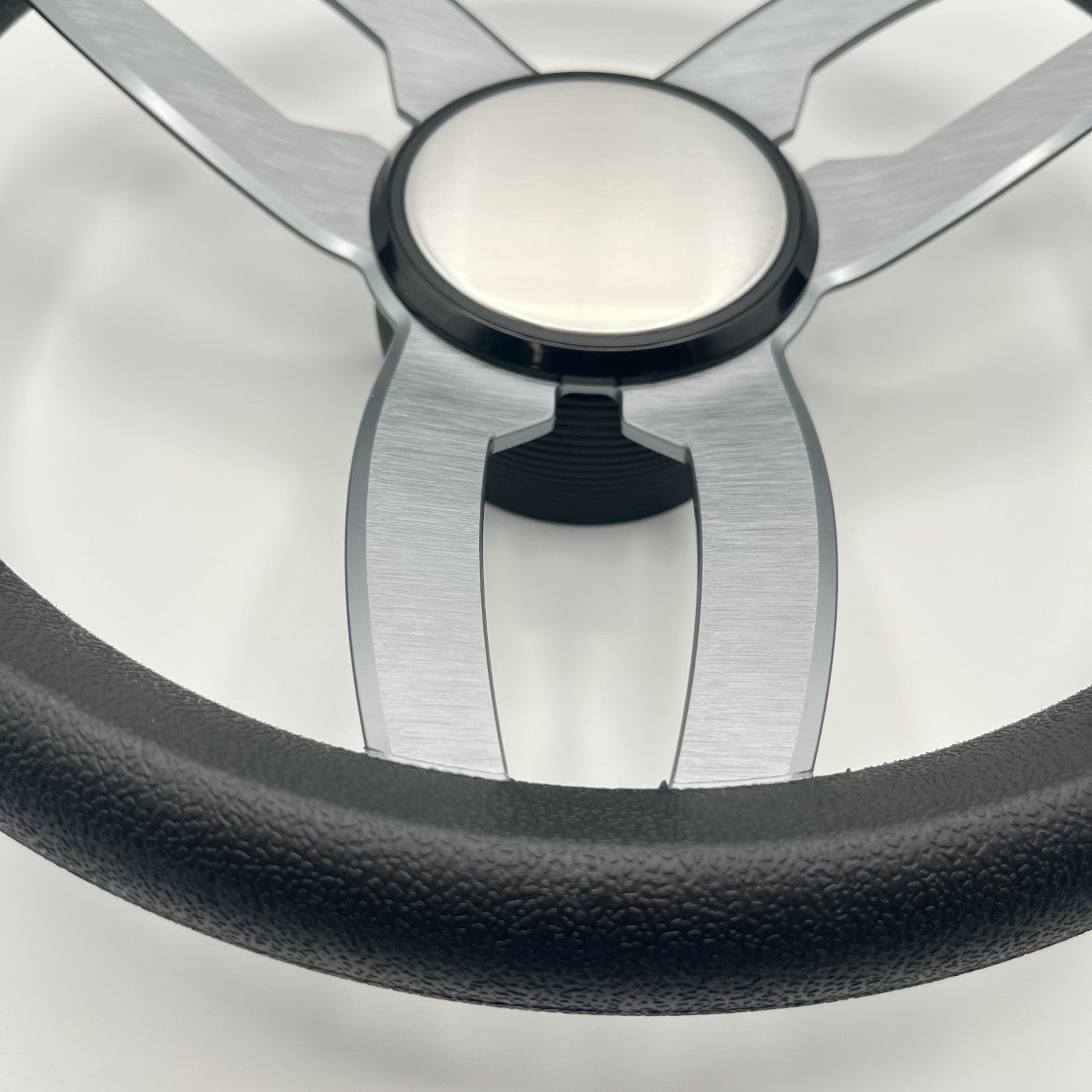 Cabrio Boat Steering Wheel Gray Brushed Alum Spoke | Plain
