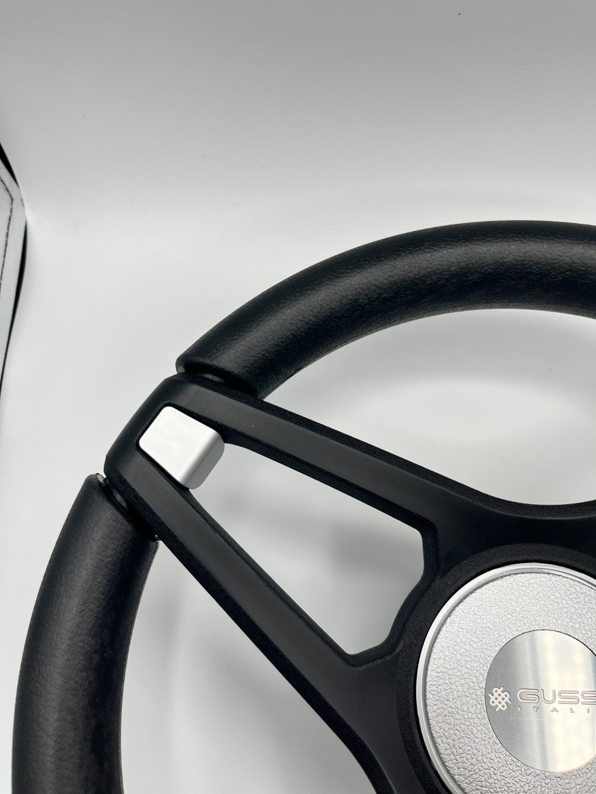 Molino Black w/Silver Accents Boat Steering Wheel | Gussi Italia Center Cap