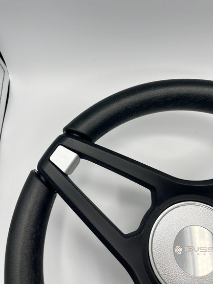 Molino Black w/Silver Accents Boat Steering Wheel | Gussi Italia Center Cap