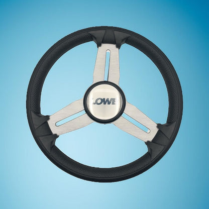 Model 15A Marine Steering Wheel Brushed Alum Spokes | Lowe Boats Cap