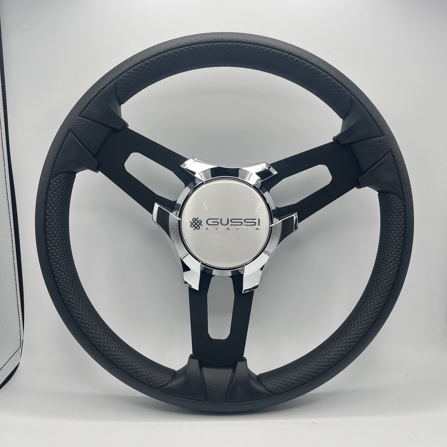 Gussi Italia Boat Model 15 Steering Wheel Black Brushed Alum Spokes | Gussi