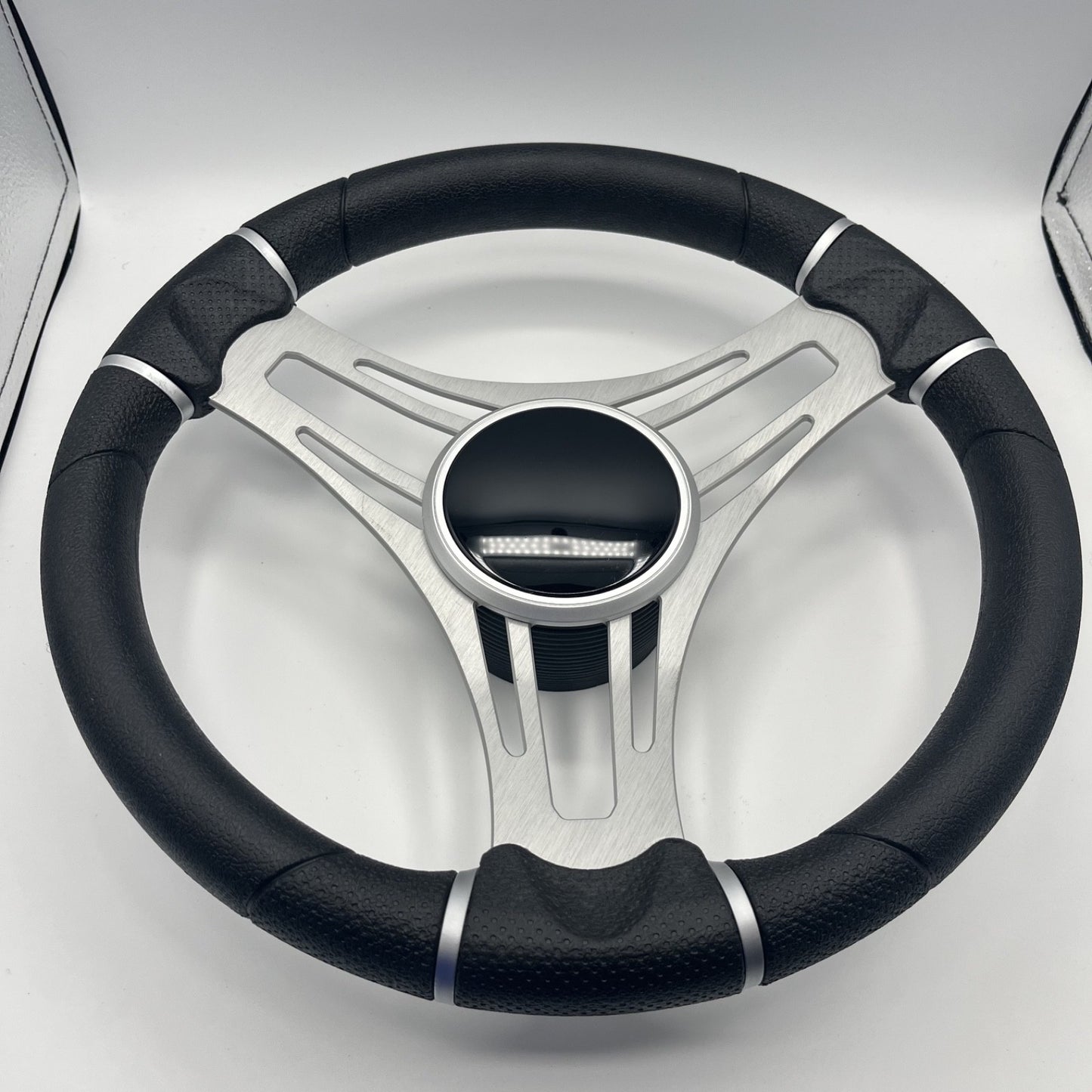 Gussi Italia Boat Steering Wheel Brushed Aluminum Spoke | Black Dome
