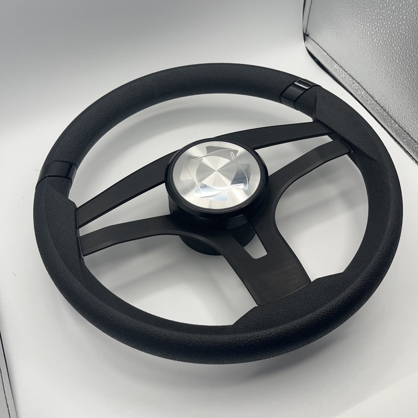 Badia Boat Steering Wheel Brushed Black Aluminum Spokes | Stingray