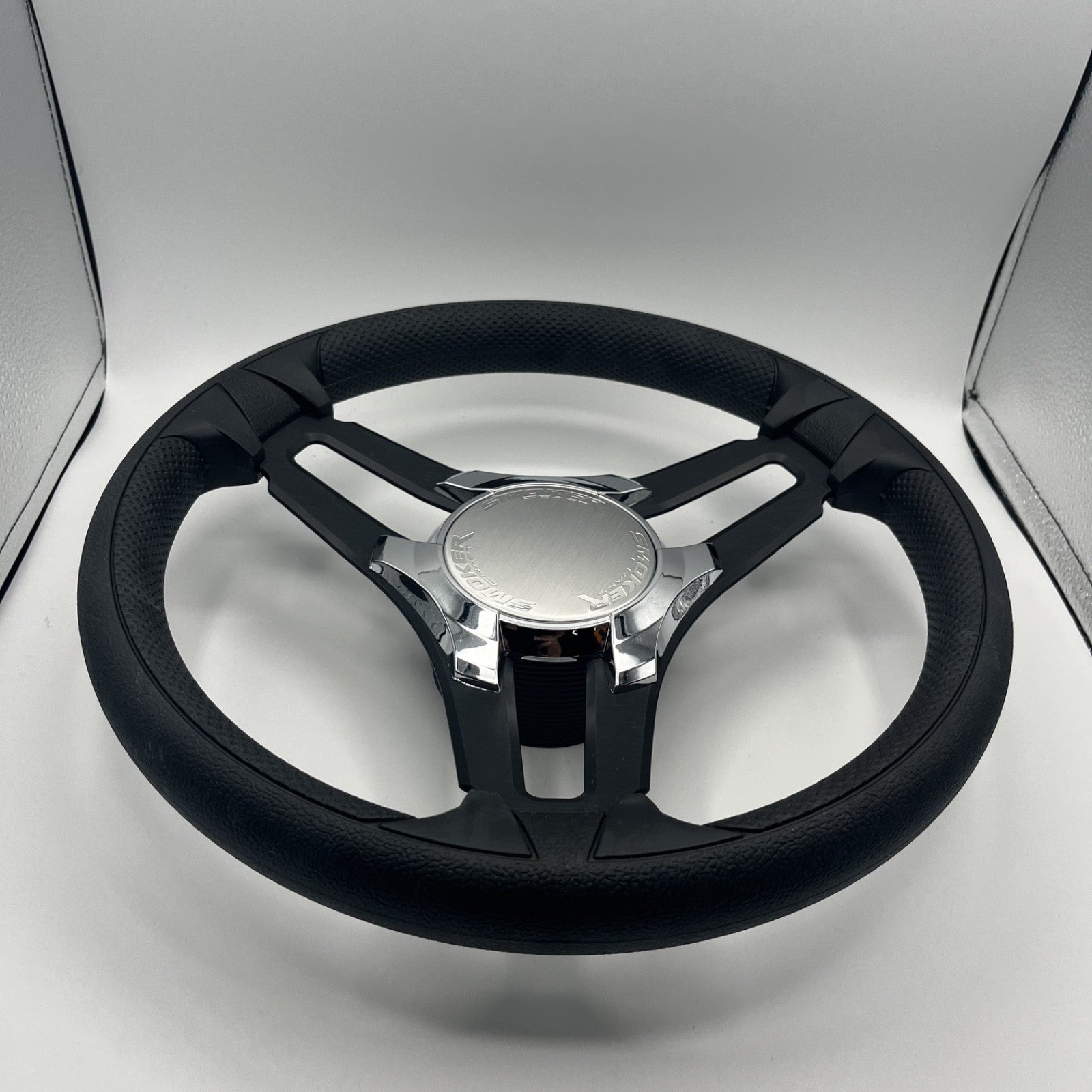 Gussi Italia Marine Steering Wheel Black Brush Metal Spokes | Smokercraft