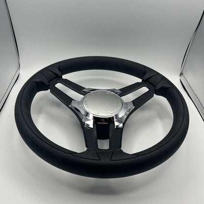 Gussi Italia Marine Steering Wheel Black Brush Metal Spokes | Smokercraft