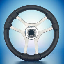 Malera Boat Steering Wheel Brushed Aluminum Spokes | Chrome-style Dome