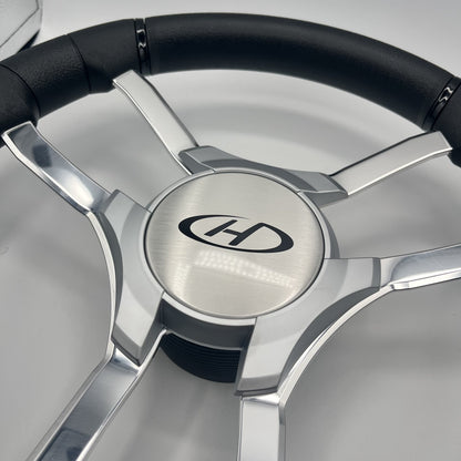 Malera Boat Steering Wheel Chrome Spokes | Harris Kayot Gray Star