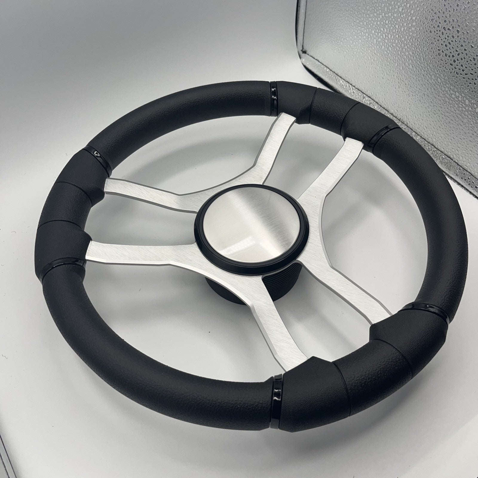 Malera Boat Steering Wheel Brushed Aluminum Spokes - Plain
