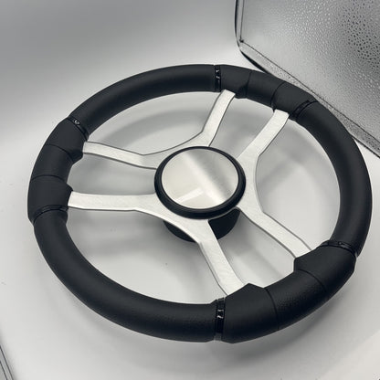 Malera Boat Steering Wheel Brushed Aluminum Spokes - Plain