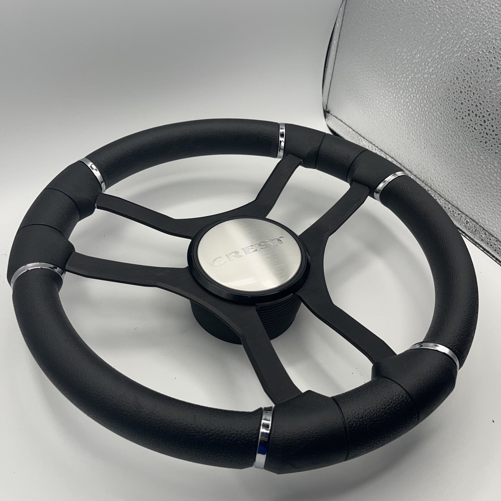 Malera Boat Steering Wheel Black Aluminum Spokes | Crest Boats