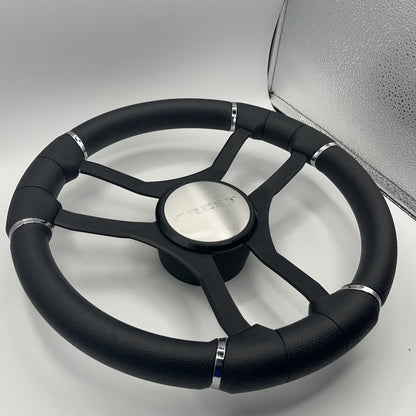 Malera Boat Steering Wheel Black Aluminum Spokes | Crest Boats