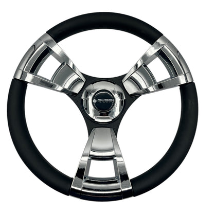 Model M13C Black & Chrome Steering Wheel fits all CLUB CAR DS Golf Carts