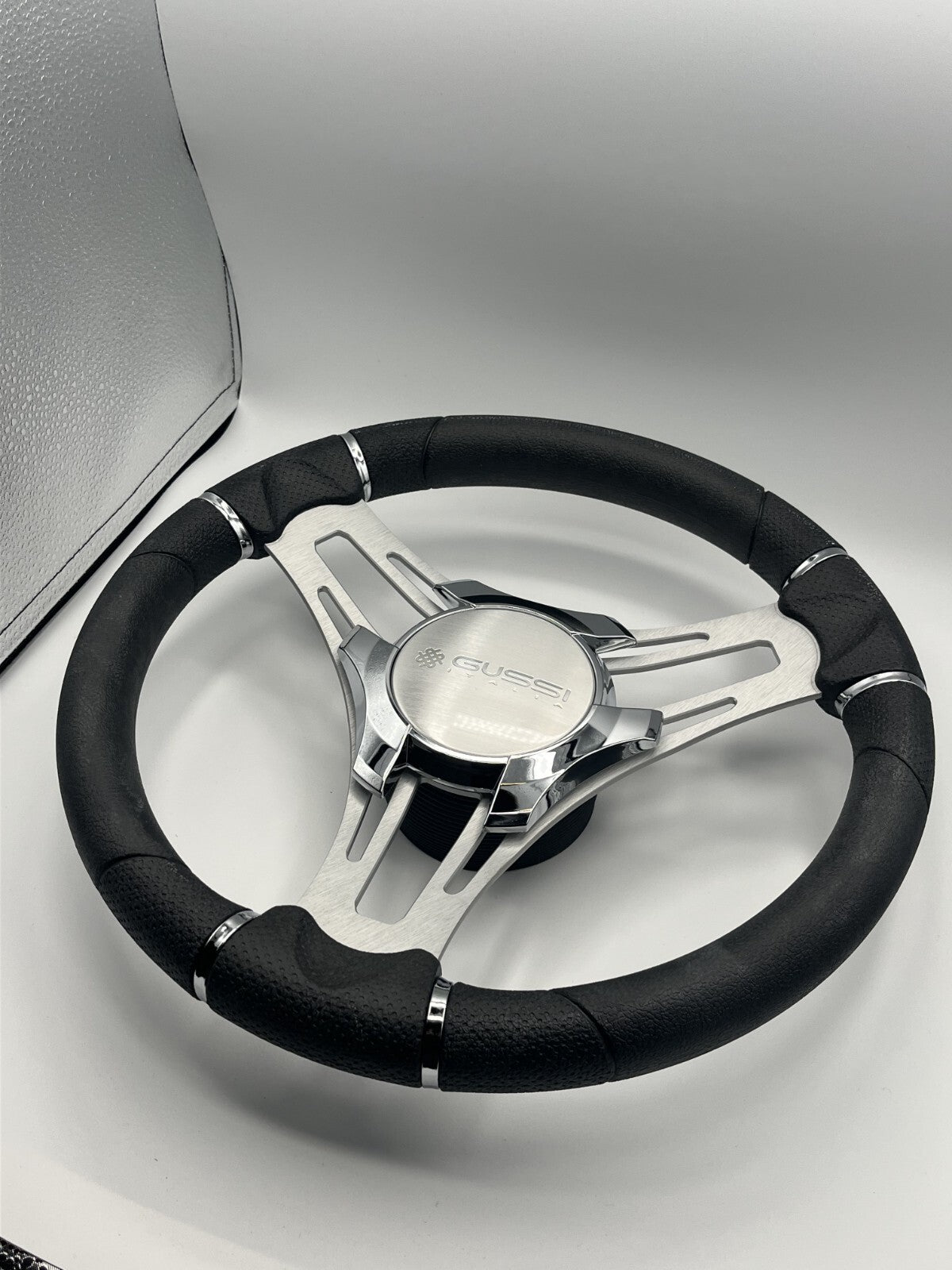 Verona Boat Steering Wheel Gray Brushed Aluminum Spokes | Gussi Italia