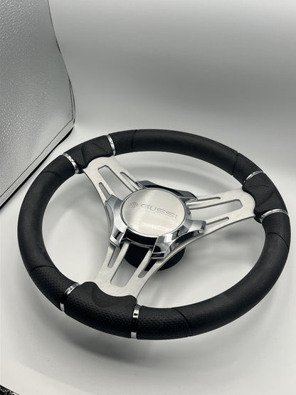 Verona Boat Steering Wheel Gray Brushed Aluminum Spokes | Gussi Italia