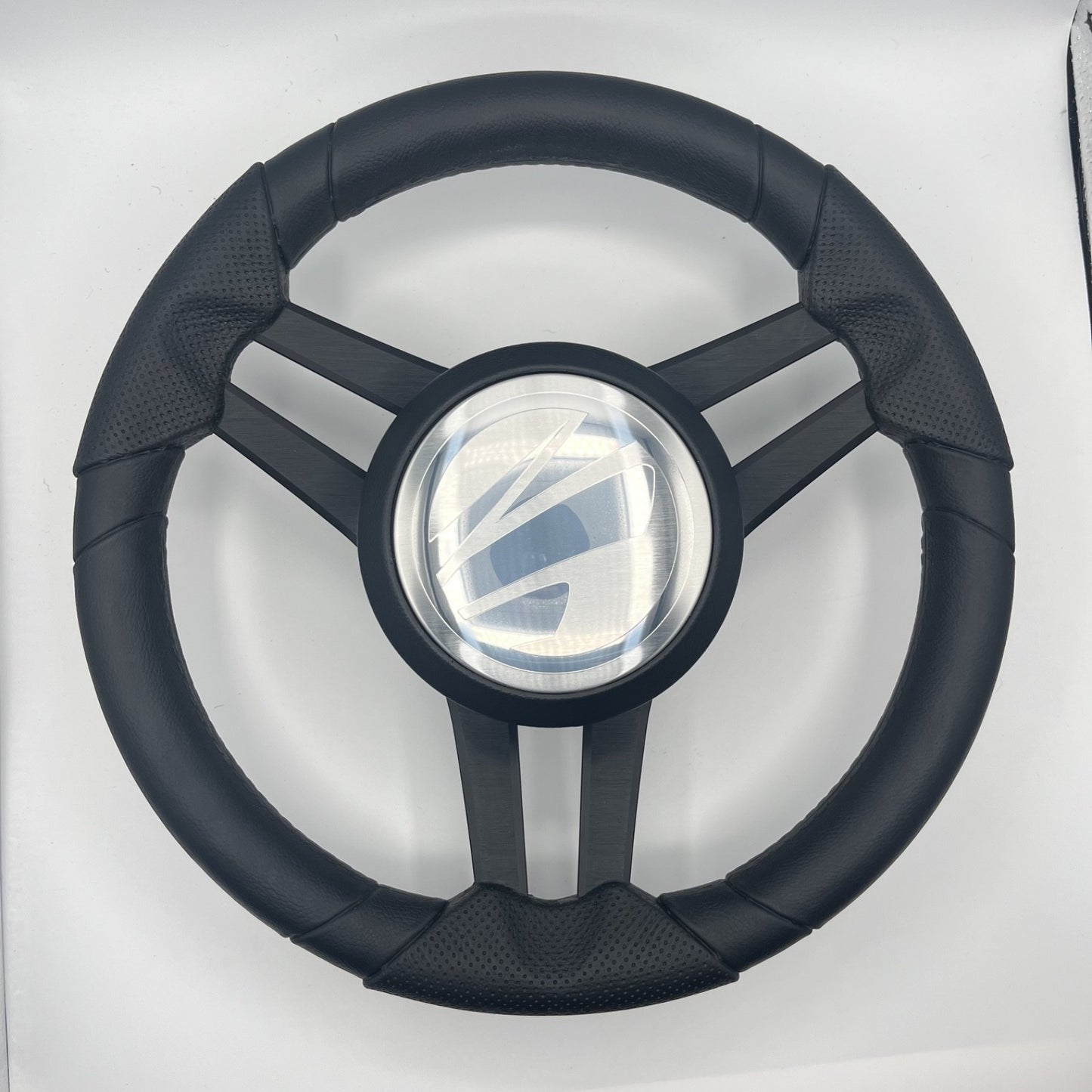 Molinara Marine Steering Wheel Black Brushed Aluminum Spokes | Tige