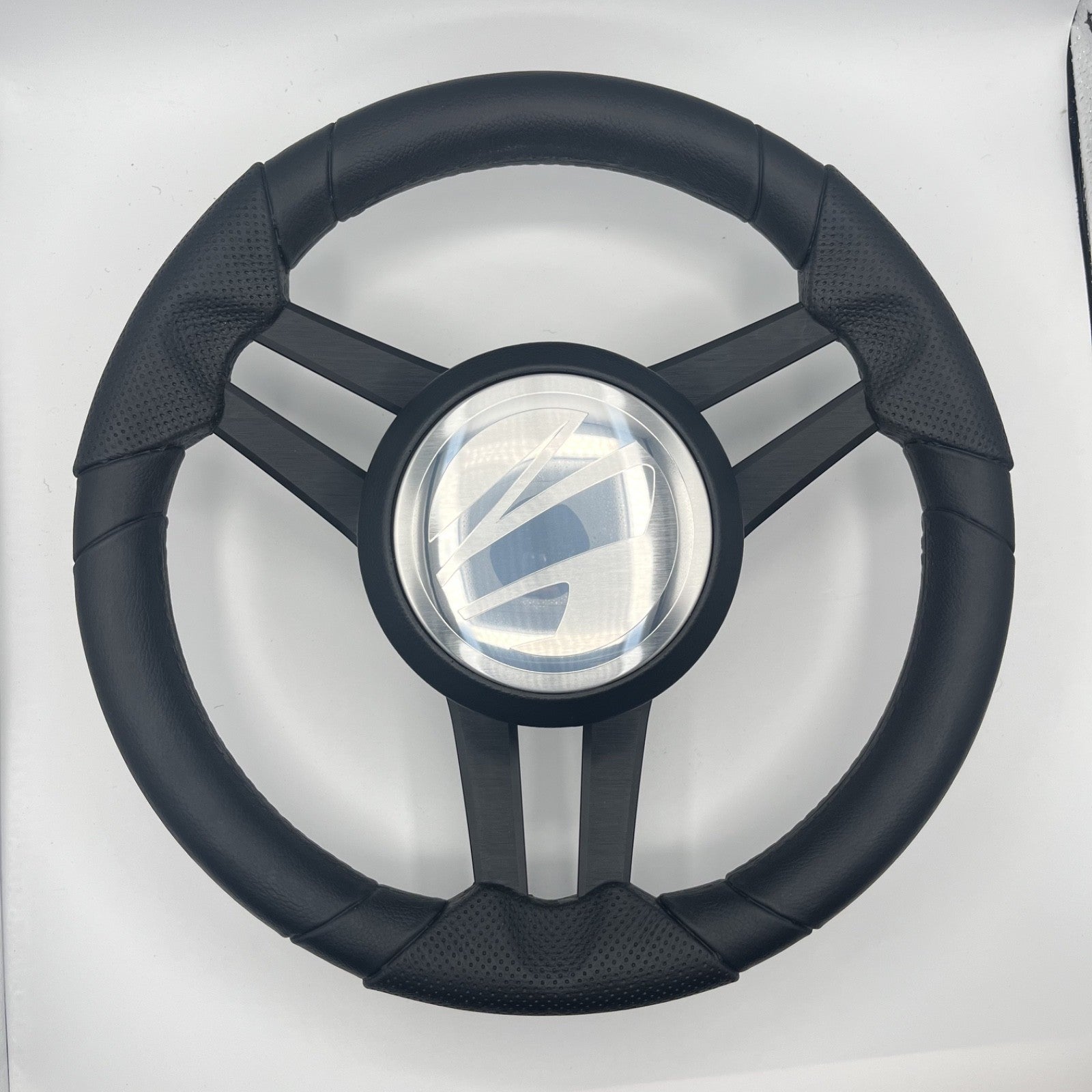 Molinara Marine Steering Wheel Black Brushed Aluminum Spokes | Tige