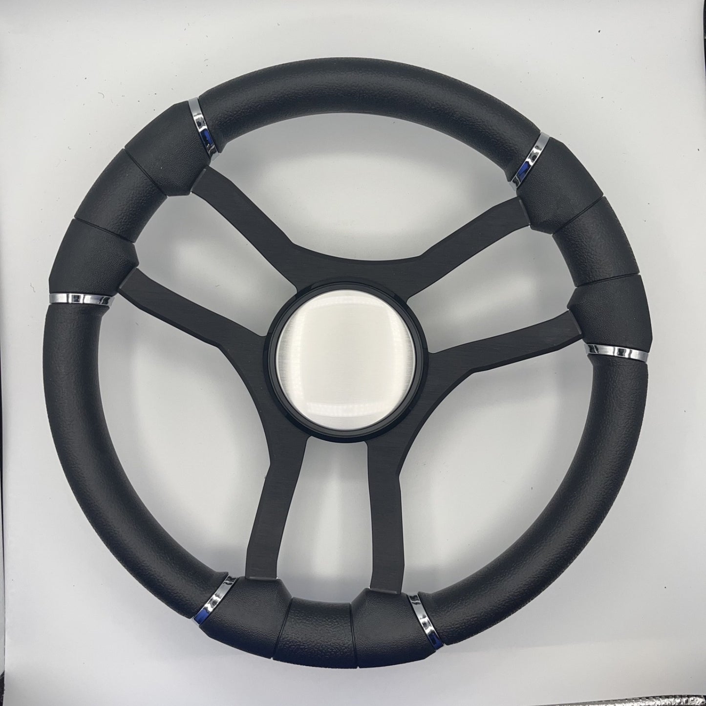 Malera Boat Steering Wheel Black Aluminum Spokes - Plain