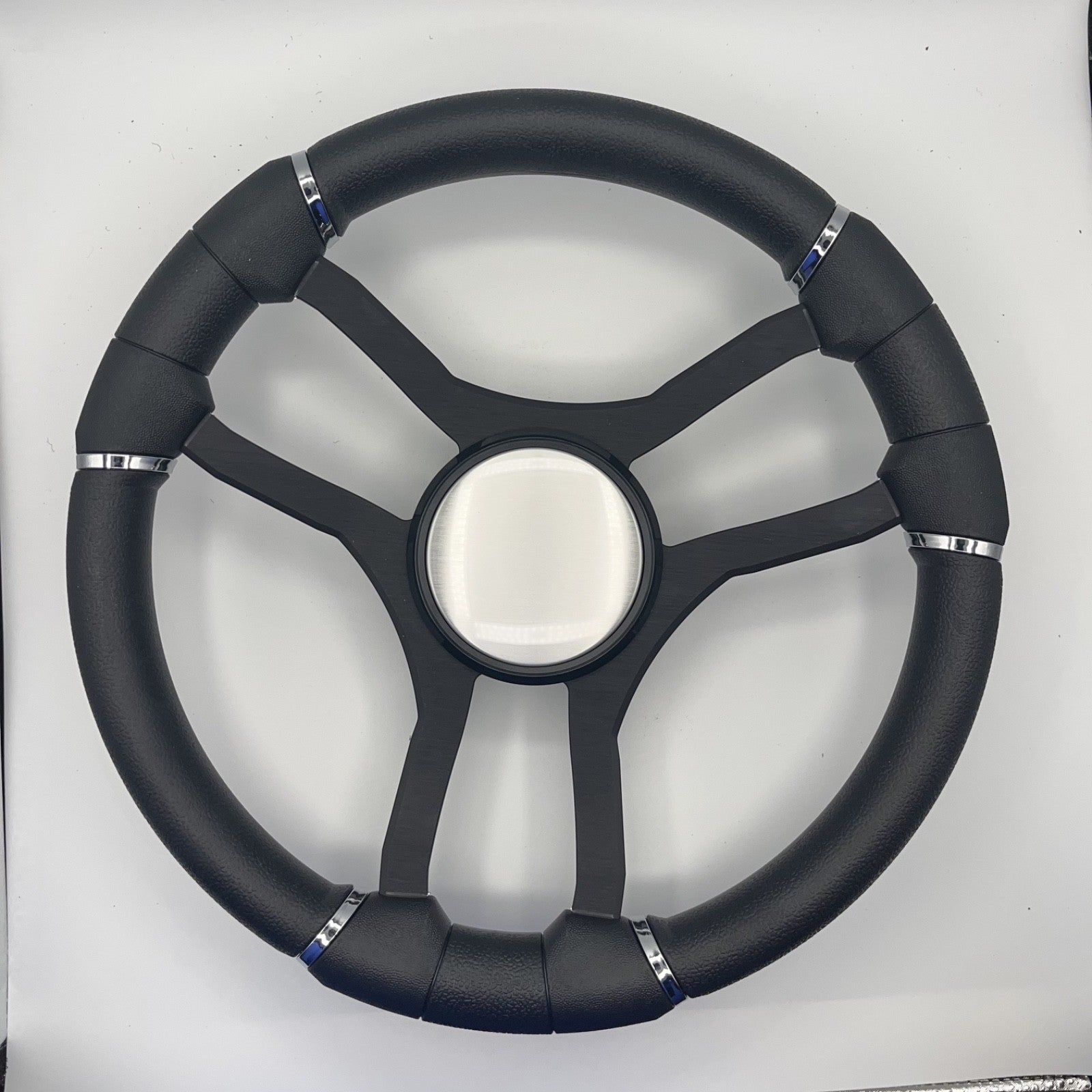 Malera Boat Steering Wheel Black Aluminum Spokes - Plain