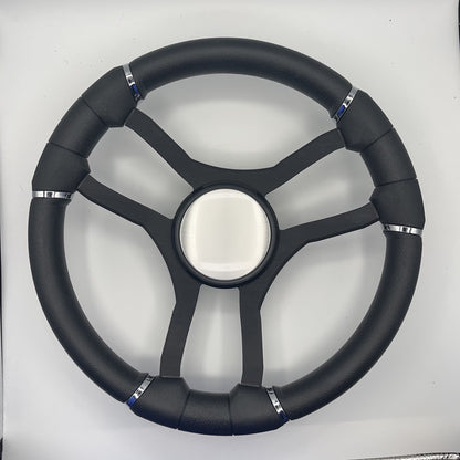 Malera Boat Steering Wheel Black Aluminum Spokes - Plain