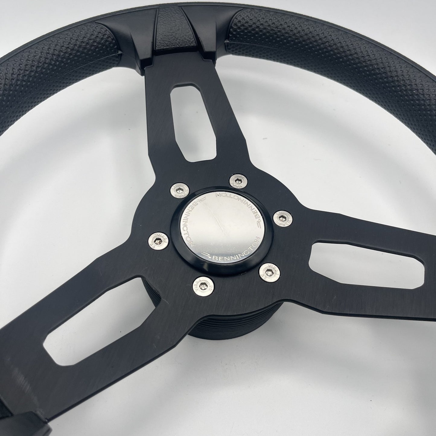 Gussi Italia Model 15 Steering Wheel Blk Brushed Alum Spokes | Bennington