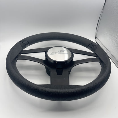 Badia Boat Steering Wheel Brushed Black Aluminum Spokes | SeaRay Boats
