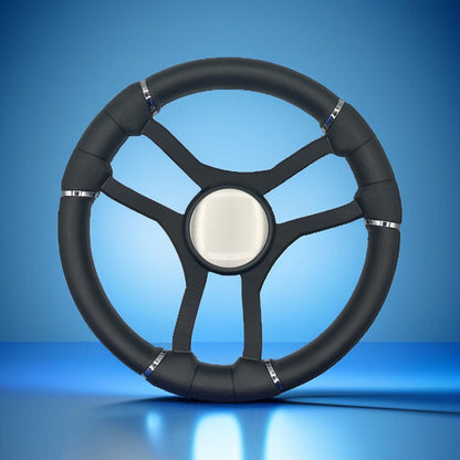 Malera Boat Steering Wheel Black Aluminum Spokes - Plain