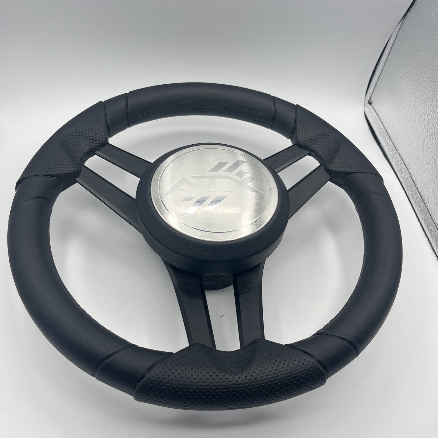 Molinara Marine Steering Wheel Black Brushed Aluminum Spokes | ATX